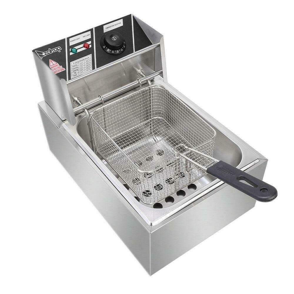 2500W 6L Electric Deep Fryer Commercial Countertop Basket French Fry Restaurant