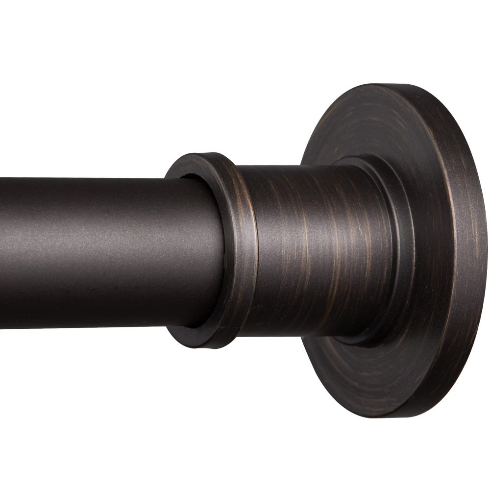 BRIOFOX Industrial Shower Curtain Rod - Never Rust Non-Slip 43-72 Inch Stainless Steel, Bronze, Painted-gold Finial