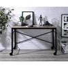 Acme Oklarth Wooden Top Writing Desk with Wheels in Rustic Oak and Black view 2
