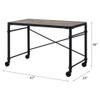 Acme Oklarth Wooden Top Writing Desk with Wheels in Rustic Oak and Black view 3
