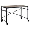 Acme Oklarth Wooden Top Writing Desk with Wheels in Rustic Oak and Black view 4