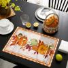 SUNNIEEV Thanksgiving Day Fall Placemats Set of 6-19"" Pumpkins and Leaves Textured Table Mats Heat Resistant Stain Resistant Machine Washable Mat for Farmhouse, Kitchen, Dining Room, Home Decor, BBQ view 3