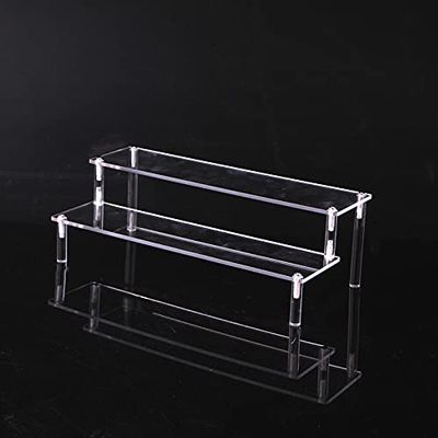 Acrylic Display Stand Pottery Storage Rack Doll Clay Figurine Display Stand Transparent Ladder Shelf Store Display Tools (2 Tiers)