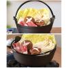 AIZYR Cast Iron Pot - Japanese Style Shabu Shabu Nabe Pot Sukiyaki Nabe Noodle Hot Pot with Wooden Lid for Home or Restaurant Use,29cm view 2