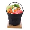 AIZYR Round Sukiyaki Tetsu Nabe Pot, Japanese Style Shabu Hot Pot with Wooden Lid, Wooden Pad and Cooking Stove for Gas Stove, Open Flame,18cm view 1