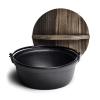 AIZYR Japanese Design Cast Iron Sukiyaki Hot Pot - Tetsu Nabe Pot with Wooden Lid and Handle Home Kitchen Cookware view 1