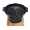 AIZYR Round Sukiyaki Tetsu Nabe Pot, Japanese Style Shabu Hot Pot with Wooden Lid, Wooden Pad and Cooking Stove for Gas Stove, Open Flame,19cm bakeware view 1