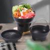 AIZYR Round Sukiyaki Tetsu Nabe Pot, Japanese Style Shabu Hot Pot with Wooden Lid, Wooden Pad and Cooking Stove for Gas Stove, Open Flame,19cm bakeware view 2