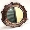 15" Brown Antique Canal Boat Porthole Window Ship Round Face Mirror Wall Decor view 1