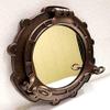 15" Brown Antique Canal Boat Porthole Window Ship Round Face Mirror Wall Decor view 2
