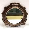 15" Brown Antique Canal Boat Porthole Window Ship Round Face Mirror Wall Decor view 3