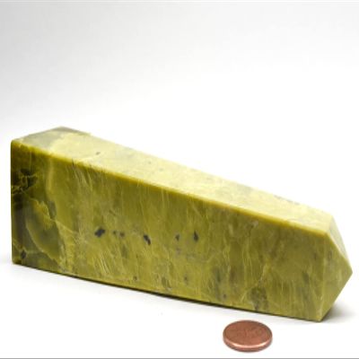 6.6" 470g Yellow Green Serpentine Obelisk Polished Natural Gemstone Crystal Mineral Tower - Peru