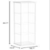 JT Glass Display Cabinet 4 Shelves with Light and Door, Easy to Install, Solid Tempered Glass, Floor Standing Curio Bookshelf for Living Room Bedroom Office (White) view 2