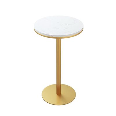 HQBL 105cm/41in Height Bar Table with White Round Marble Top for Easy Cleaning-Outdoor Patio Dessert Shop Candy Store End Table-Counter Tall Tables with Metal Base-for 1 or 3Person