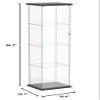 JT Glass Display Cabinet 4 Shelves with Light and Door, Easy to Install, Solid Tempered Glass, Floor Standing Curio Bookshelf for Living Room Bedroom Office (Black) view 2