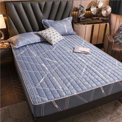 CFYCYHDZHT Comfy Sheets Thick Quilted Non Slip Deep Pocket Fitted Sheets, Cartoon Printed Mattress Protector for Boys Girls Bedroom Blue 180200cm