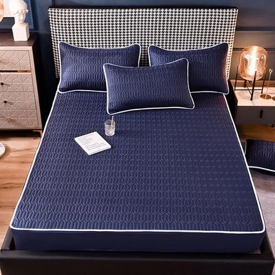 CFYCYHDZHT Bedding Extra Deep Fitted Sheets Thick Quilted Non Slip Deep Pocket Fitted Sheets, Cartoon Printed Mattress Protector for Boys Girls Bedroom Dark Blue 2 180200cm