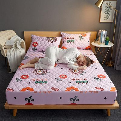 CFYCYHDZHT Breathable Lux Bed Sets Thick Quilted Waterproof Solid Color Mattress Protector for The Elderly Kids Urinary Single Double Bed Single Cover 180220cm Pink