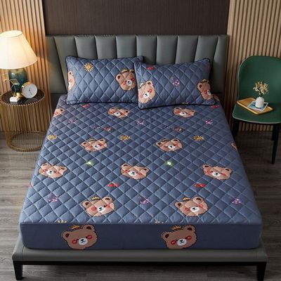 CFYCYHDZHT Bedding Fitted Sheet Thick Quilted Waterproof Solid Color Mattress Protector for The Elderly Kids Urinary Single Double Bed Single Cover Bear Grey 180200cm