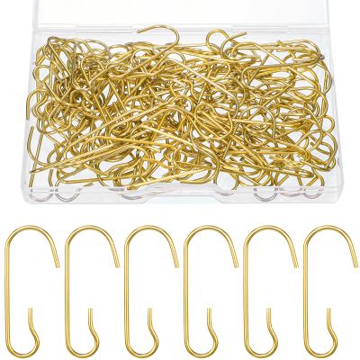 Hotop 120 Pcs Ornament Hooks Gold Ornament Hangers Christmas Bendable Metal Wire Hanging Hook with Storage Box for Christmas Tree Halloween Party Decor