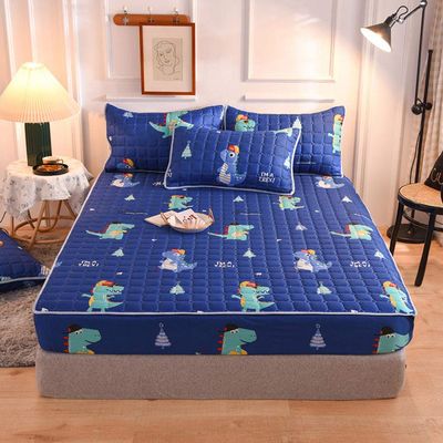 CFYCYHDZHT Bedding Best for Hotel Home Thick Quilted Non Slip Deep Pocket Fitted Sheets, Cartoon Printed Mattress Protector for Boys Girls Bedroom Dinosaur 150200cm