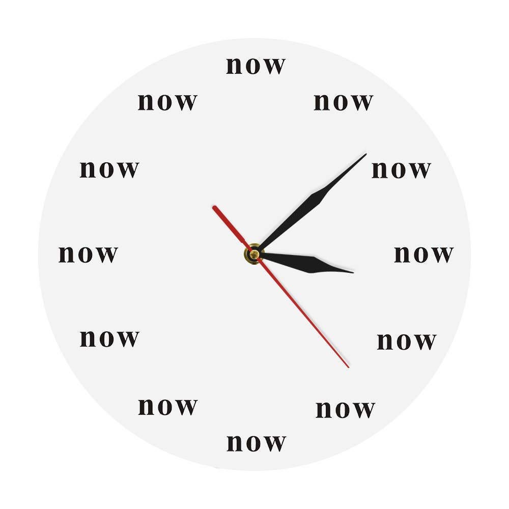 The Time is Now Wall Clock Now Time Motivational Clock Mindfulness Gift The Power of Now Your Daily Reminder to Live in The Now-Frameless_Simple_Design