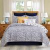 C&F Home Serena 3 Piece Full/Queen Quilt Set Blue Floral Print 100% Cotton Lightweight Machine Washable Reversible Bedspread Coverlet Full/Queen 3 Piece Set Blue view 2