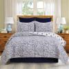 C&F Home Serena 3 Piece Full/Queen Quilt Set Blue Floral Print 100% Cotton Lightweight Machine Washable Reversible Bedspread Coverlet Full/Queen 3 Piece Set Blue view 4
