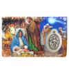 Nativity Scene Prayer Card with Medal and Silent Night Hymn on the Back, Catholic Saints Pocket Prayers Bookmark and Bible Page Holders with Mary, Joseph, and Baby Jesus, 3 3/8 Inches, Pack of 3 view 2