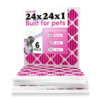 Colorfil 24x24x1 Air Filter (6-Pack) | Made in the USA | Color Changing | Remove Cat and Dog Odor | MERV 8 for Pet Hair Dander and Dust | 23.5"x23.5"x0.75" Exact Size