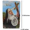 Needzo Saint Rita Holy Prayer Card with Medal and Prayers on The Back, Catholic Saints Pocket Prayers Bookmark and Bible Page Holders, Patron of The Impossible, 3 3/8 Inches, Pack of 3 view 2