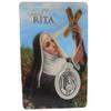 Needzo Saint Rita Holy Prayer Card with Medal and Prayers on The Back, Catholic Saints Pocket Prayers Bookmark and Bible Page Holders, Patron of The Impossible, 3 3/8 Inches, Pack of 3 view 4