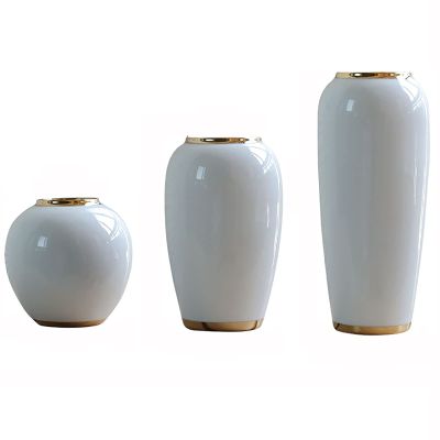 Ceramic Vase White,Flower Arrangement Dried Flower Decoration Vase, Tv Cabinet Dining Table Living Room White Ceramic Centerpieces Vase,Elegant Decorative Ceramic Vase,Set