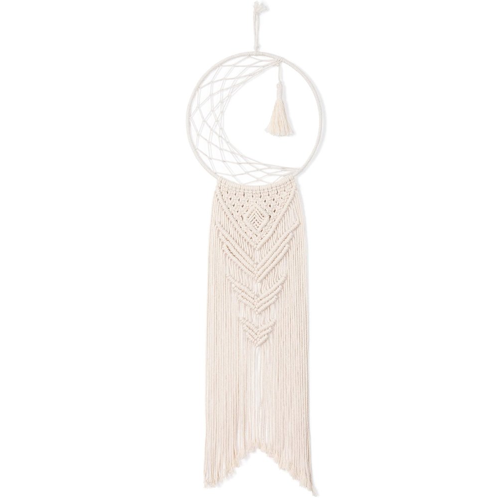 Solid Oak Macram Kit, Moon Dreamcatcher Wall Hanging, Do-It-Yourself Macram Kit, Moon Dreamcatcher