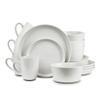 16 Piece Round Unique Lipped Edge Off White Stoneware Dinnerware Sets - Dishwasher & Microwave Safe Heavier Material Two Tone Bold Attractive Artfully Design Durable Round Plates, Bowls and Cups Set view 2