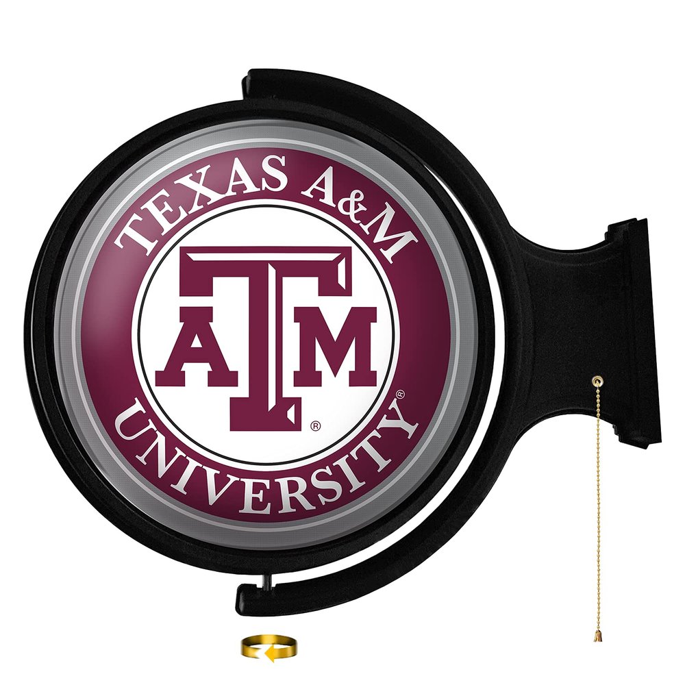 Texas A&M Aggies: Round Rotating Lighted Wall Sign - College Decor for Home, Game Room, Fan Cave & Garage - USA Made