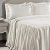 3 Piece French Country Wheat Tan Ticking Stripe Ruffled Bedspread King Size, Pinstripes Printed Trendy Shabby Chic Bedding Set, All Season Ruffled Edges Classic Look Stylish Design Farmhouse Bedding view 2