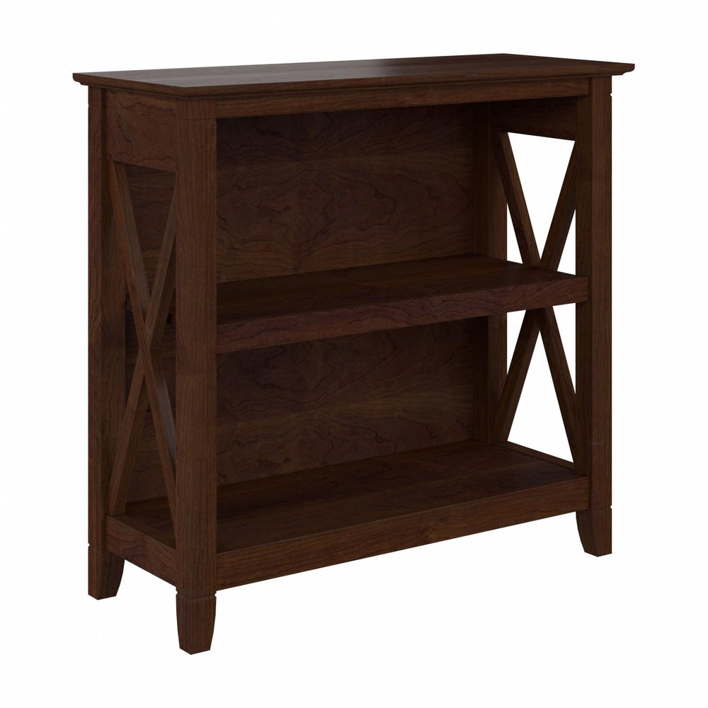 Bush Home Key West Small 2 Shelf Bookcase in Bing Cherry, Compact Home Organizer, Vertical Storage Solution, Bookshelf for Office or Living Room