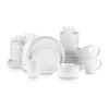 32 Piece Round Unique Lipped Edge Off White Stoneware Dinnerware Sets - Two Tone Heavier Material 100% Dishwasher & Microwave Safe - Solid Bold Artfully Design Durable Round Plates, Bowls and Cups Set view 1