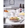 32 Piece Round Unique Lipped Edge Off White Stoneware Dinnerware Sets - Two Tone Heavier Material 100% Dishwasher & Microwave Safe - Solid Bold Artfully Design Durable Round Plates, Bowls and Cups Set view 2