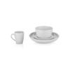 32 Piece Round Unique Lipped Edge Off White Stoneware Dinnerware Sets - Two Tone Heavier Material 100% Dishwasher & Microwave Safe - Solid Bold Artfully Design Durable Round Plates, Bowls and Cups Set view 4