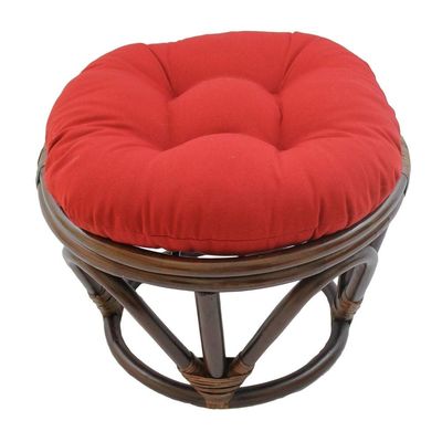 18 Inch Cherry Red Round Footstool Papasan Chair Cushion - Indoor Durable Traditional Style Microsuede Bohemian Frame with Padded Cushion Soft Tufted Thick Pad Blazing Needles Rattan Standard Ottoman
