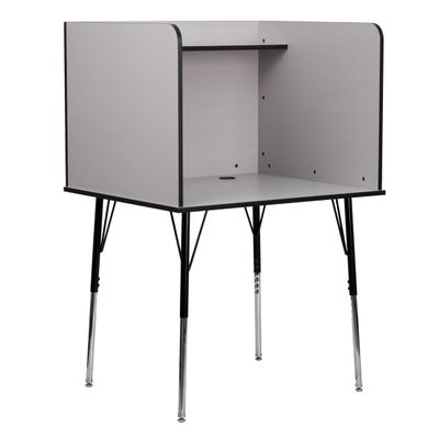 Flash Furniture Justin Height-Adjustable Student Study Carrel for Testing Centers/Classrooms, Modular Study Carrel/Private Student Testing Desk, Gray