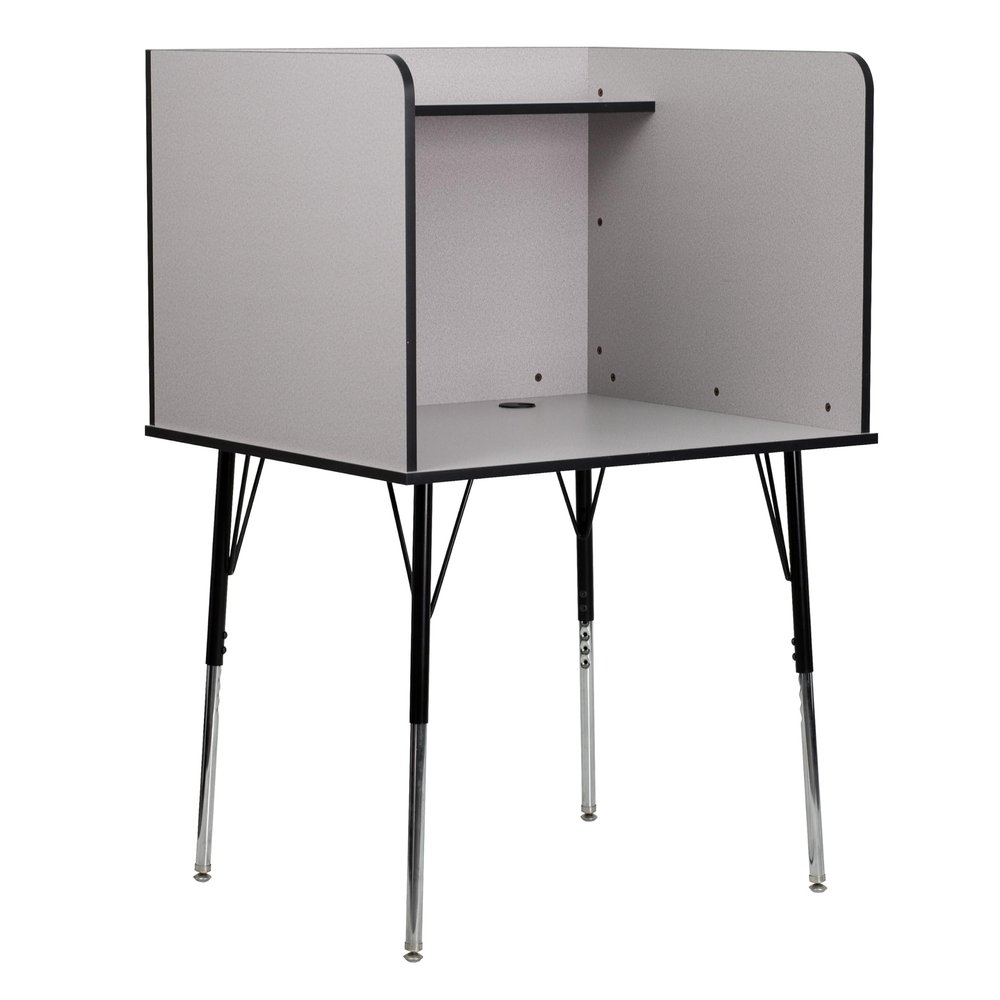 Flash Furniture Justin Height-Adjustable Student Study Carrel for Testing Centers/Classrooms, Modular Study Carrel/Private Student Testing Desk, Gray