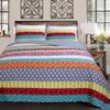 Stripe Quilt Set 3Pcs Multicolor Bedding Set Bedroom Quilt Bed 100% Cotton King Size view 1