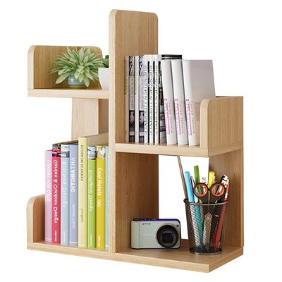 Bookshelf Simple Desktop Student Child Holding Office Storage Rack Office Desktop Bay Window Storage Rack (Color : Wood Color, Size : 402041cm)
