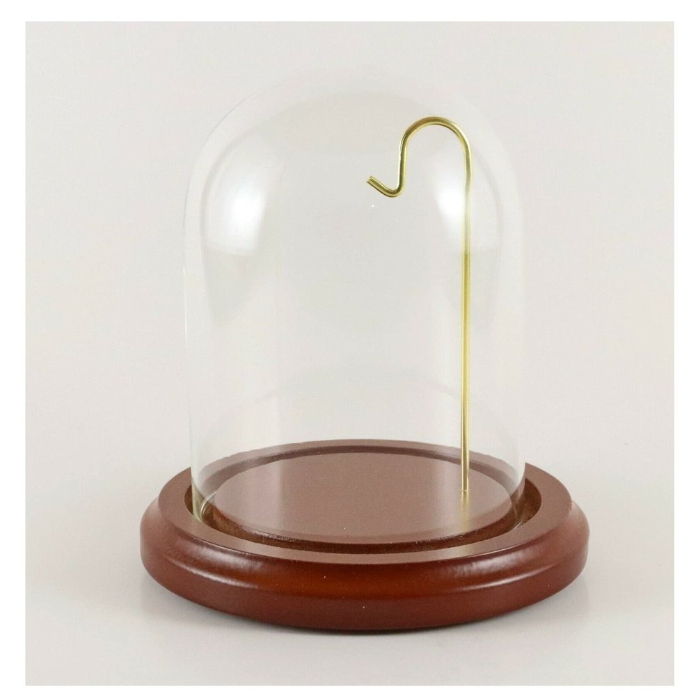 Galapagoz Glass Display Dome with 4 inch Walnut Wood Base Pocket Watch Collectible 3 x 4 inch New USA