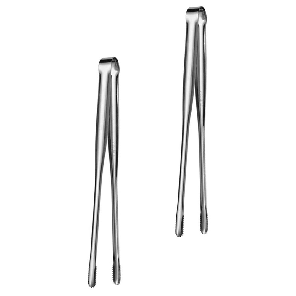 Hemoton Grilling Tongs 2pcs Stainless Steel Grill Tong Korean and Japanese BBQ Tong Kitchen Tong for Cooking Small Serving Tong for Salad Camping Barbecue Buffet Oven 12inch Grilling Tongs