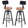 Breakfast Bar Chairs Set of 2, Industrial Vintage Kitchen Counter Height Adjustable Bar Stool, Metal Frame Legs, Solid Wood Swivel Bar Cabinets Chair view 1