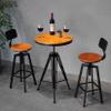 Breakfast Bar Chairs Set of 2, Industrial Vintage Kitchen Counter Height Adjustable Bar Stool, Metal Frame Legs, Solid Wood Swivel Bar Cabinets Chair view 2